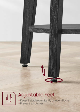MAEZO Collection 2-Tier Round Side Table with Tapered Legs and Curved Transitions, Perfect for Small Spaces, Living Room, and Bedroom, Charcoal Gray ULET283T22