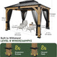 10X12 Ft Cedar Wood Gazebo with Translucent Roof, Hardtop Gazebo with Galvanized Steel Double Roof and Mosquito Netting, Heavy Duty Pavilion for Patio Lawn and Garden