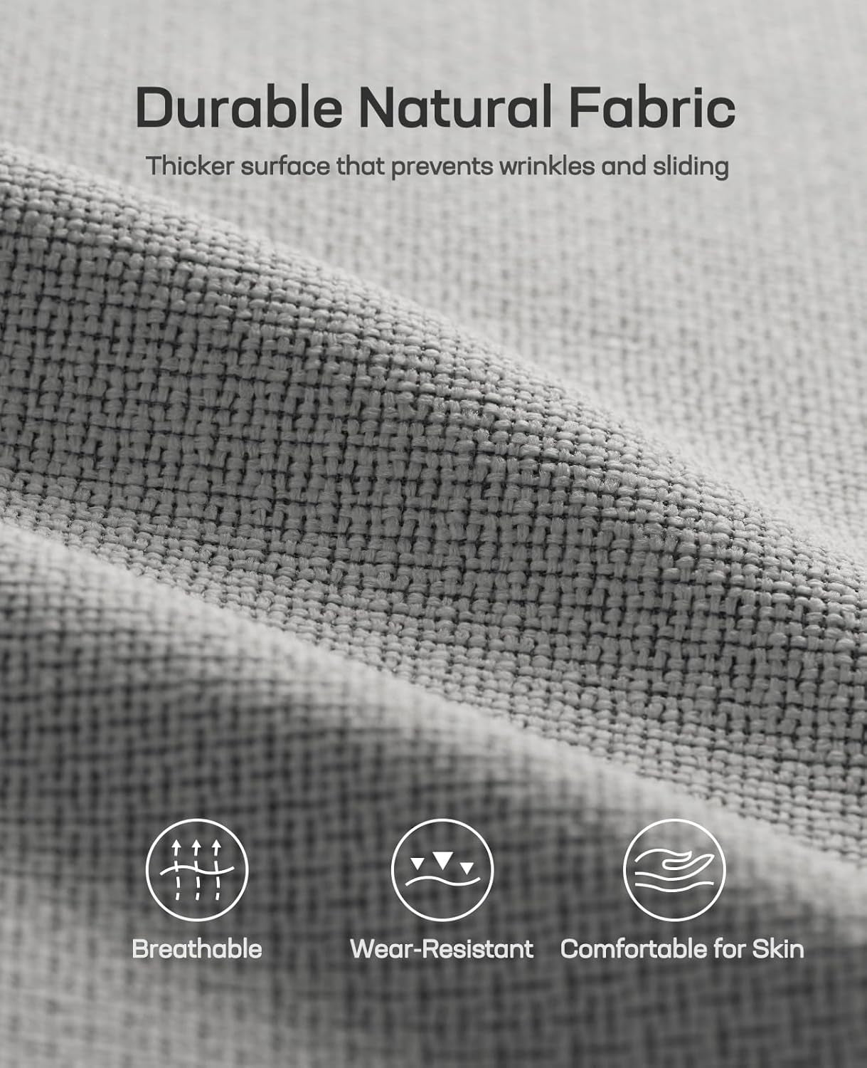 3-Seater Modern Sofa, 89" Couch with Wide Armrests & Deep Cushions, Linen Sofas with Removable Washable Covers for Living Room, Grey