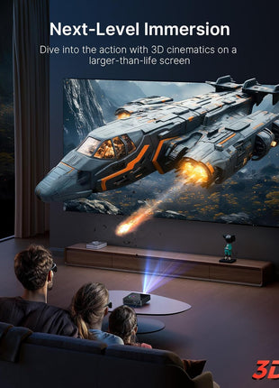 Nova Mini Bundle - Portable Laser Projector with Google TV, 1080P FHD, 1200 Lumens, 15000:1 Contrast Ratio, 3D Capability, Auto Setup, 150" Display, 8W Dolby Audio, and DLP Link 3D Glasses (2-Pack)