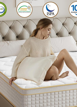 12-Inch Queen Hybrid Mattress with Memory Foam and Pocket Springs for Enhanced Pressure Relief and Motion Isolation, Medium Firmness, CertiPUR-US Certified