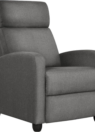 Premium PU Leather Recliner Chair with Lumbar Support, Overstuffed High-Density Foam & Pocket Springs - Push Back Recliner Armchair for Home Theater and Living Room