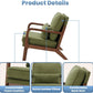 Mid Century Accent Chair, Modern Living Room Chairs with Arms and Waist Cushion, Reading Chairs for Adults, Lounge Chair for Bedroom, Solid Wooden Frame, Classic Green