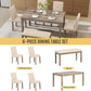 6-Piece Solid Wood Dining Table Set, Including 1 Dining Table, 4 Upholstered Chairs and 1 Bench, Wooden Legs Dining Table Set for Dining Room, Kitchen, Restaurant, Brown