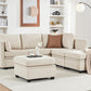 Modular Sectional Sofa with Storage, U Shaped Sectional Couch for Living Room, Convertible Modular Sofa Couch with Ottomans, High Supportive & Soft Sponge, 6 Seat, Beige