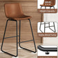 Bar Stools Set of 3, 26 Inches Counter Height Bar Stools with Back, Modern Faux Leather Barstools with Metal Legs and Footrest, Bar Chairs for Kitchens Island (Dark Brown)