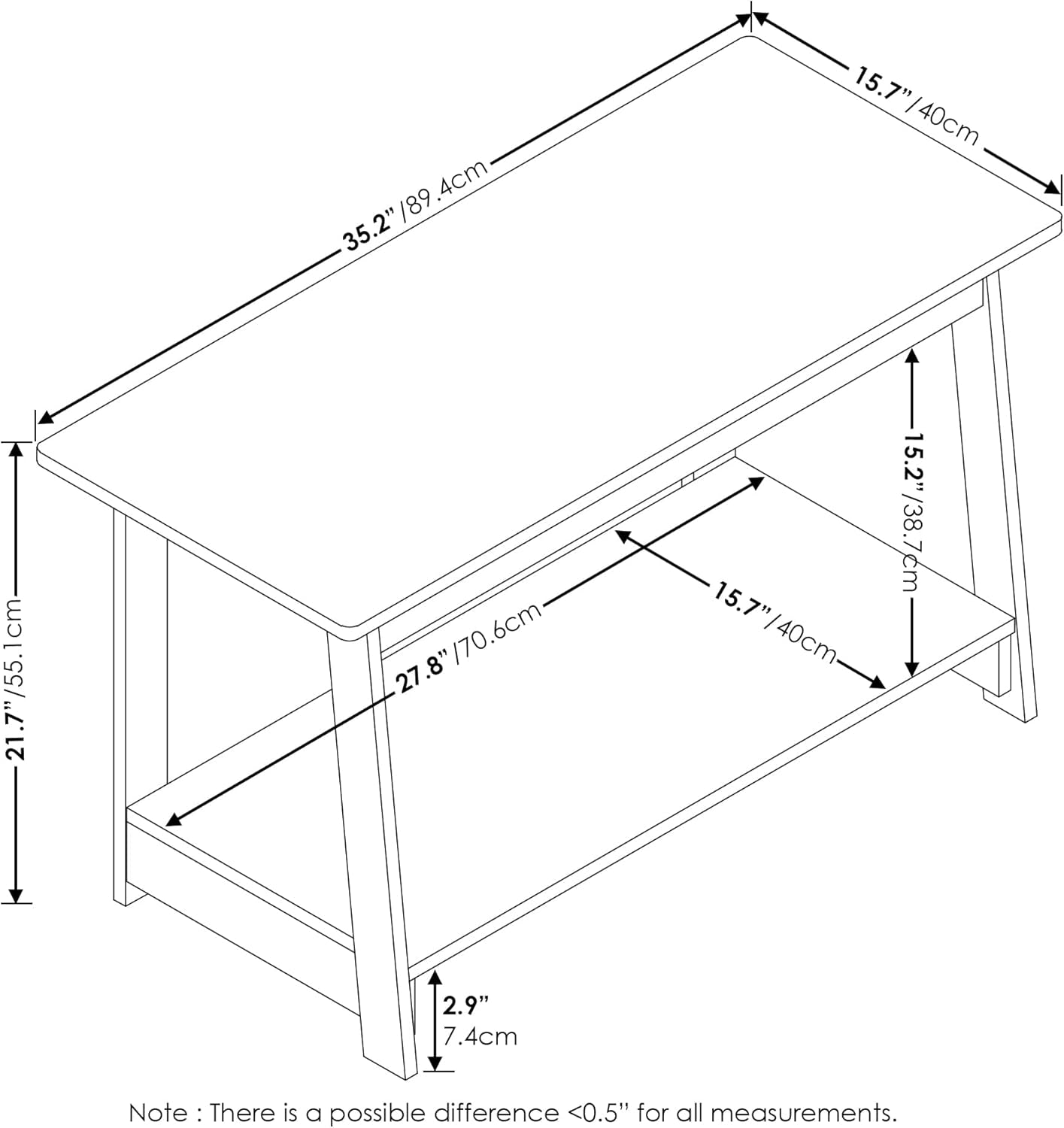BEGINNING TV Stand, Entertainment Center, TV Console for TV up to 36 Inch for Living Room, Bedroom, French Oak