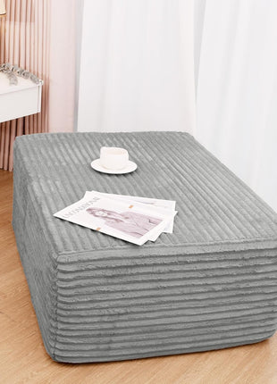 37.4" Plush Corduroy Ottoman - Upholstered Cloud Ottoman for Modular Sectional Couches, Compressed Memory Foam, No Assembly Required, Grey