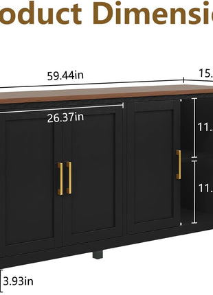 60" Modern Sideboard Buffet Cabinet with Adjustable Shelves, Versatile Storage Solution for Dining Room, Living Room, Kitchen, and Entryway