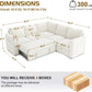 83.5" Sectional Sleeper Sofa with Pull Out Couch, Modern 5 Seat L Shaped Modular Couch, Sectionals Modular Sofa with Storage, Comfy Sectional Couches for Living Room & Apartment, Light Beige