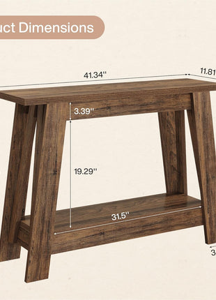 41.3" Rustic Farmhouse Console Table with Dual-Tier Storage for Entryway, Living Room, Hallway, and Foyer in Rustic Brown Finish