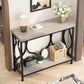 Narrow Entryway Table with Storage, Modern Wood Metal Console Sofa Table behind Couch Tables, Industrial Narrow Hallway Table for Living Room Home Office Foyer Entry Way Entrance, Grey, 39.4 Inch