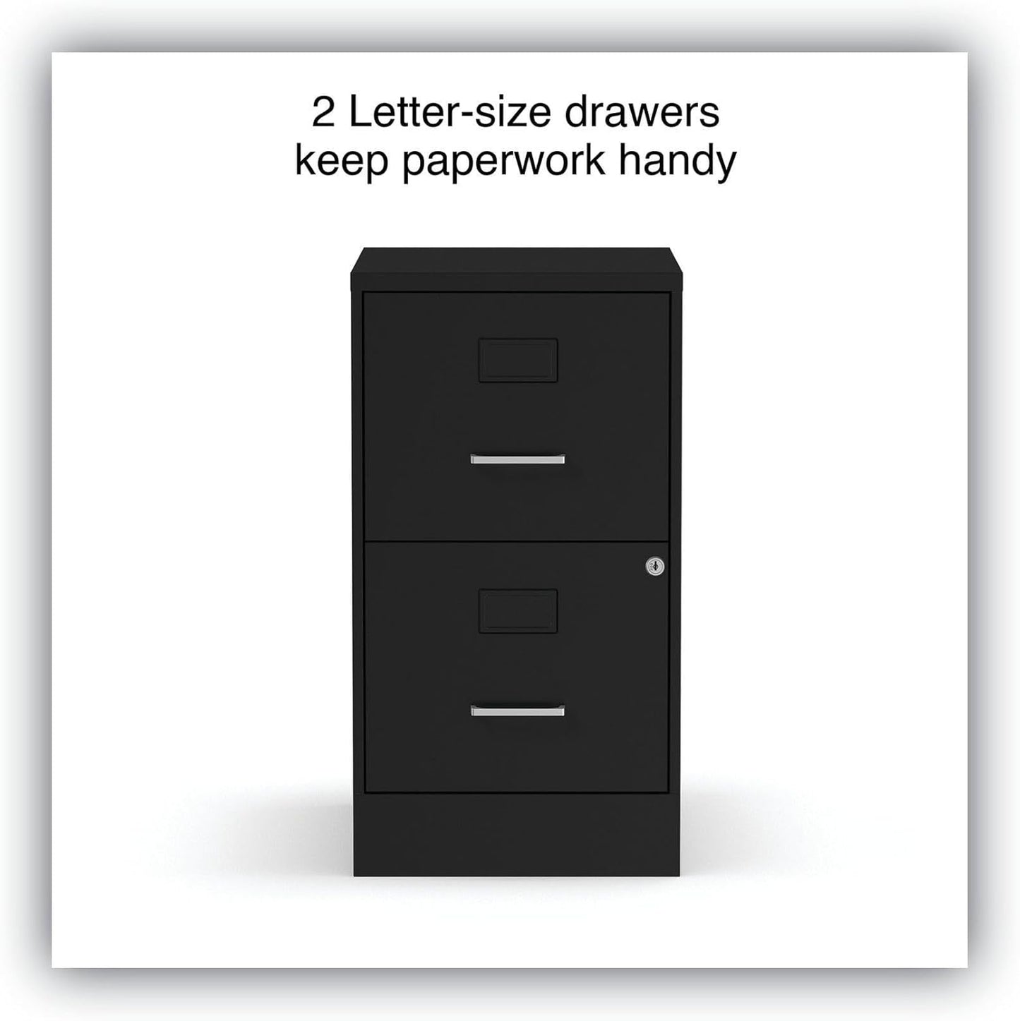 Soho Vertical File Cabinet, 2 Drawers: File/File, Letter, Black, 14" X 18" X 24.1"