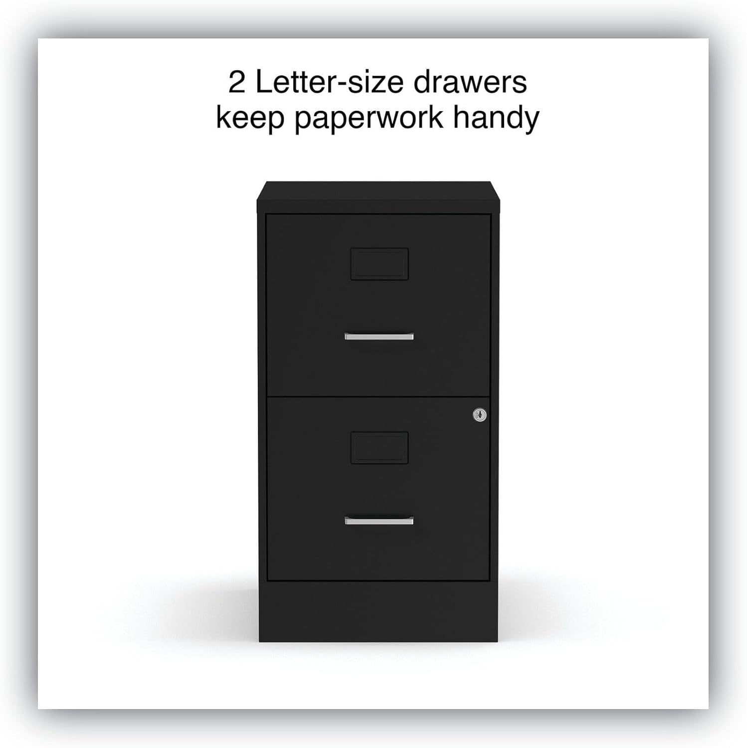 Soho Vertical File Cabinet, 2 Drawers: File/File, Letter, Black, 14" X 18" X 24.1"