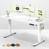 55 Inch Large Electric Standing Desk,Sit to Stand Up, Heights Adjustable, Work Home Office Computer Table for Study, Walking Pad, Writing, and Games, Wooden Desktop Desks, White