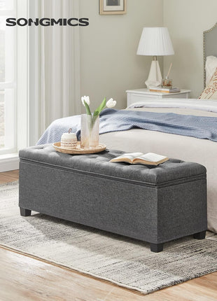 Dark Gray Storage Ottoman Bench with Legs - Multi-Functional Foot Rest and Storage Chest, 15.7 x 43.3 x 15.7 Inches, Supports up to 660 lbs, Perfect for Living Room, Bedroom, and Entryway, Model ULSF088G01