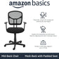 Mesh Mid-Back Adjustable-Height 360-Degree Swivel Office Desk Chair with Armrests, Lumbar Support and Easy to Assemble, Black