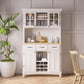 Buffet of Buffets Off-White Server with Hutch and Natural Wood Top