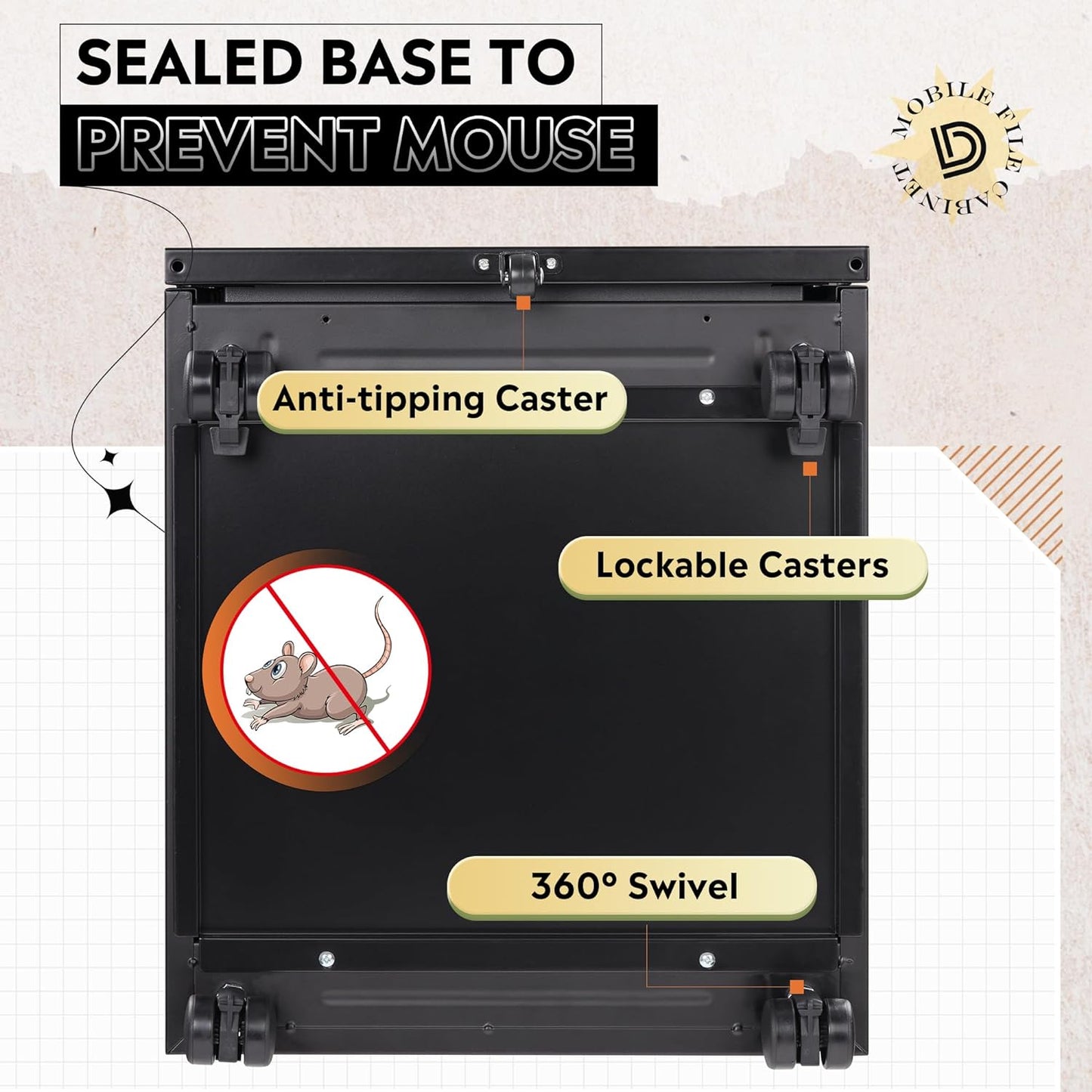 2 Drawer Metal File Cabinet, Fully Assembled, under Desk, Black, Lock, Fits Letter/Legal/A4 Size Files