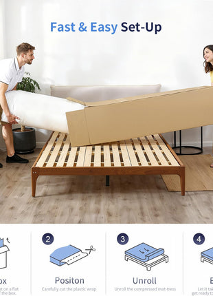 8-Inch Medium Firm Gel Memory Foam Mattress - CertiPUR-US Certified, Pressure Relief, Cooling Ventilation, Washable Removable Cover, Bed-in-a-Box - White