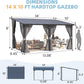 14' X 10' Gazebo for Patio, Hard Top Lean to Gazebo Pergola with Curtains and Mosquito Netting, Large Wall-Mounted Heavy Duty Awnings for Patio, Decks, Backyard and More