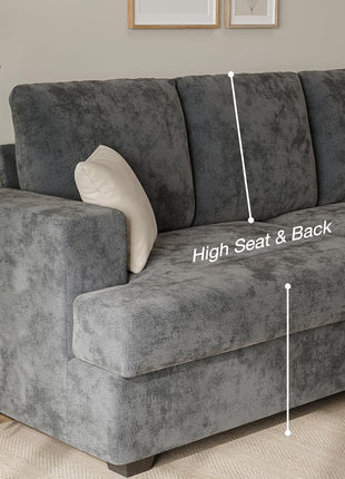 89" Grey 3-Seat Sectional Sofa for Living Rooms - Comfortable Loveseat for Small Apartments with 24" Deep Seat