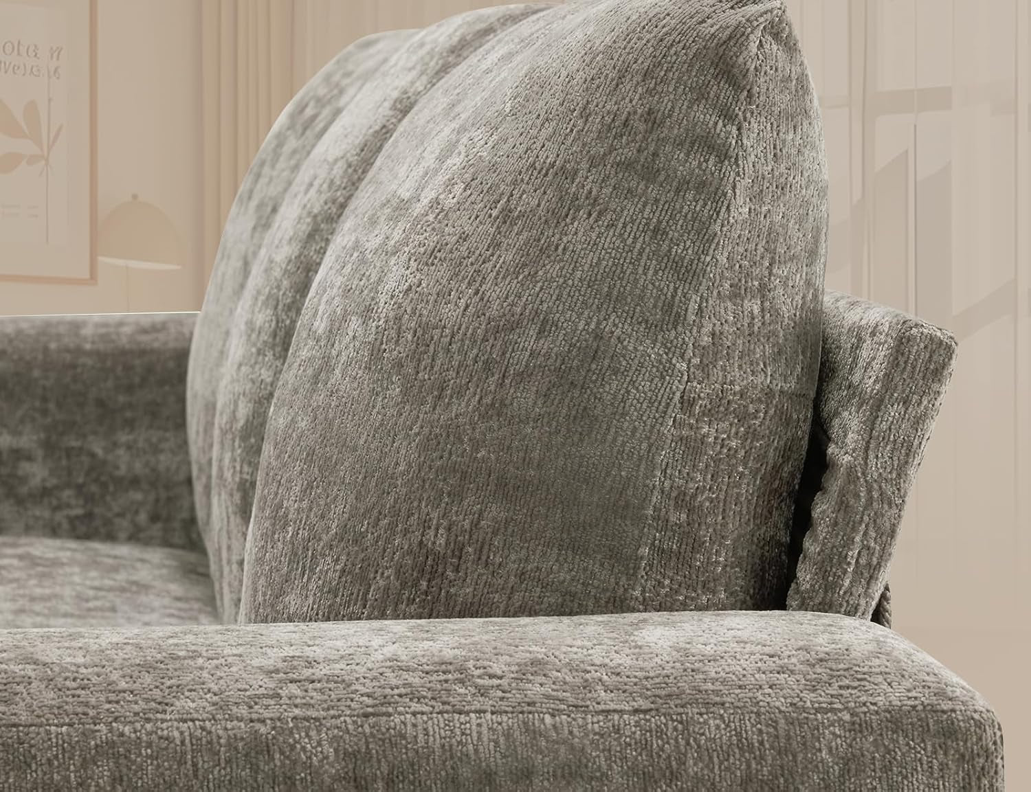 89" 3 Seater Couches for Living Room Sofas Comfy Sectional Couch with 24" Deep Seat Loveseat Sofa for Small Apartment, Grey