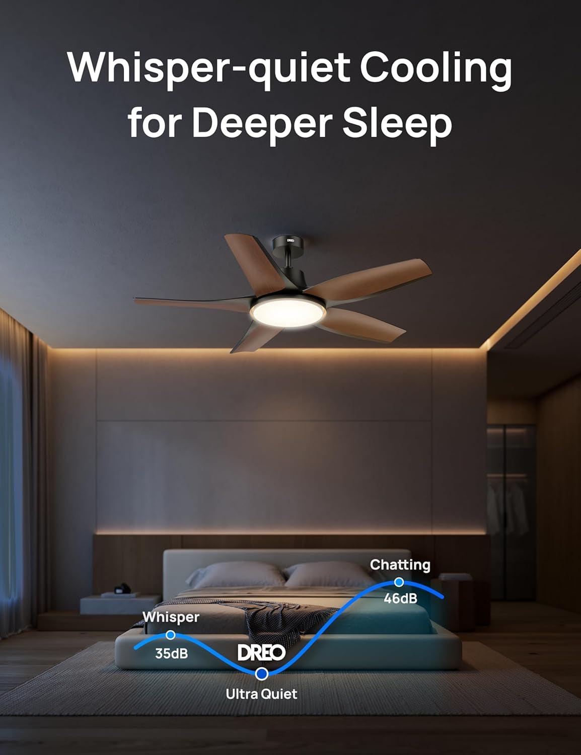Smart Ceiling Fans with Lights, Low Profile Ceiling Fan with Alexa/App, 52'' Dimmable Lighting & Color Tuning, RGB Ambient Light for Living Room, Game Room, Easy Installation, Quiet, Black