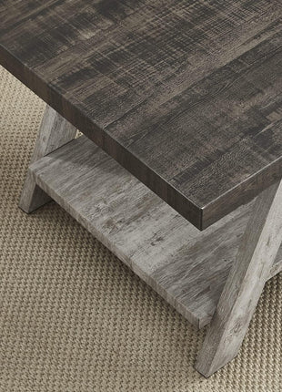 Athens Modern End Table with Wood Shelf in Weathered Walnut and Gray Finish