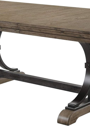 Birmingham 8-Piece Dining Set: Extendable Table with 4 Side Chairs, 2 Armchairs, and Nailhead Bench in Driftwood Finish