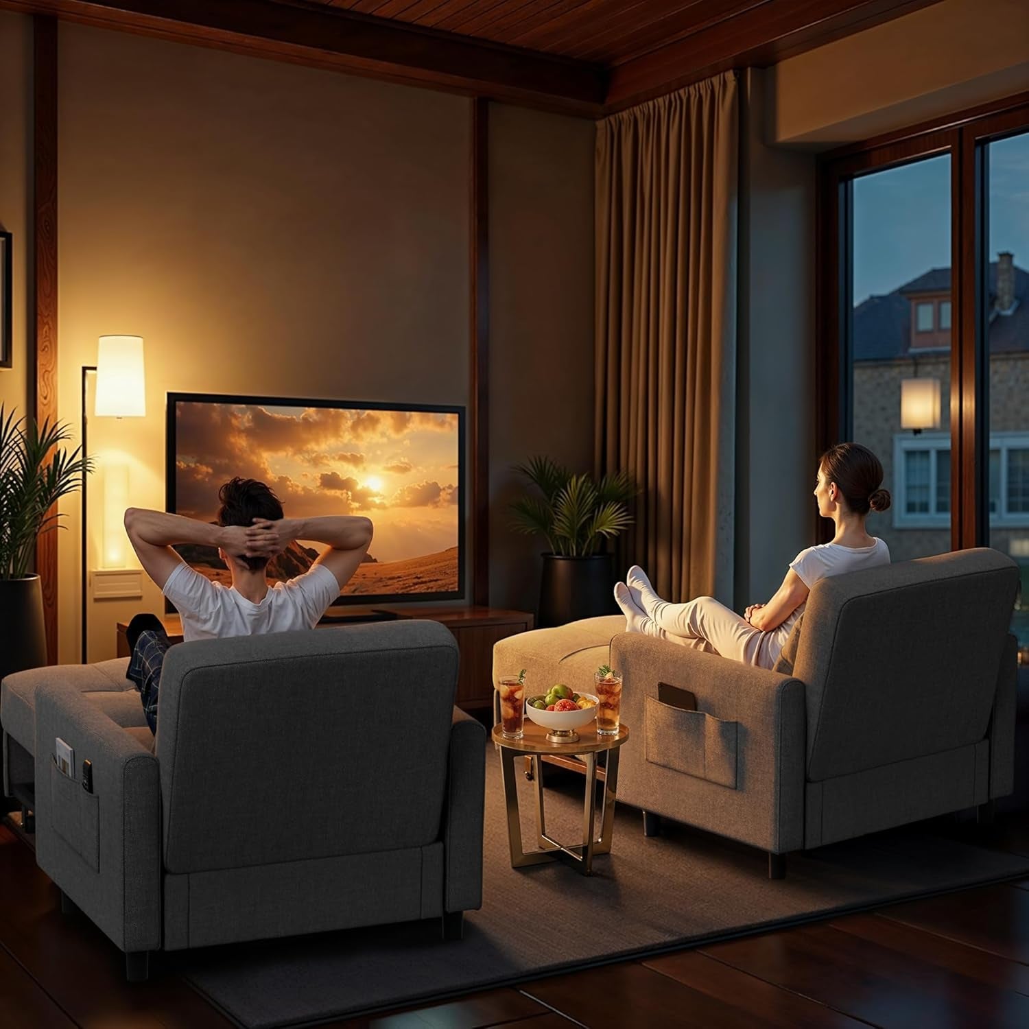 Sofa Bed Chair 3 in 1 Convertible, Pullout Single Sleeper Chair Bed with Adjustable Backrest, Spacious Multifunctional Sofa Couches for Living Room, Bedroom, Apartment