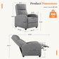 Recliner Chair Fabric Recliner Sofa No Massage, Home Theater Seating with Lumbar Support, Adjustable Push Back Overstuffed High-Density Sponge Reclining for Living Room, Slate Gray