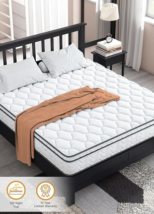 10-Inch Twin XL Hybrid Mattress - Ergonomic Design with Memory Foam and Pocket Springs, Fiberglass-Free for Enhanced Cooling and Pressure Relief, Medium Firm Feel (39" x 80")