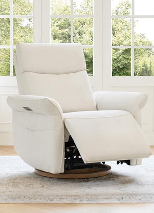 Electric Triple-Motor Power Recliner Chair with Swivel Glider, Adjustable Headrest and Lumbar Support, GREENGARD Gold Certified, Solid Wood Base, Linen Upholstery