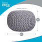 round Pouf Ottoman | Cotton Braided Foot Stool with Bean Bag Filling | Boho Foot Rest for Living Room & Bedroom | Compact & Comfortable Seating, Lightweight & Soft | Light Grey