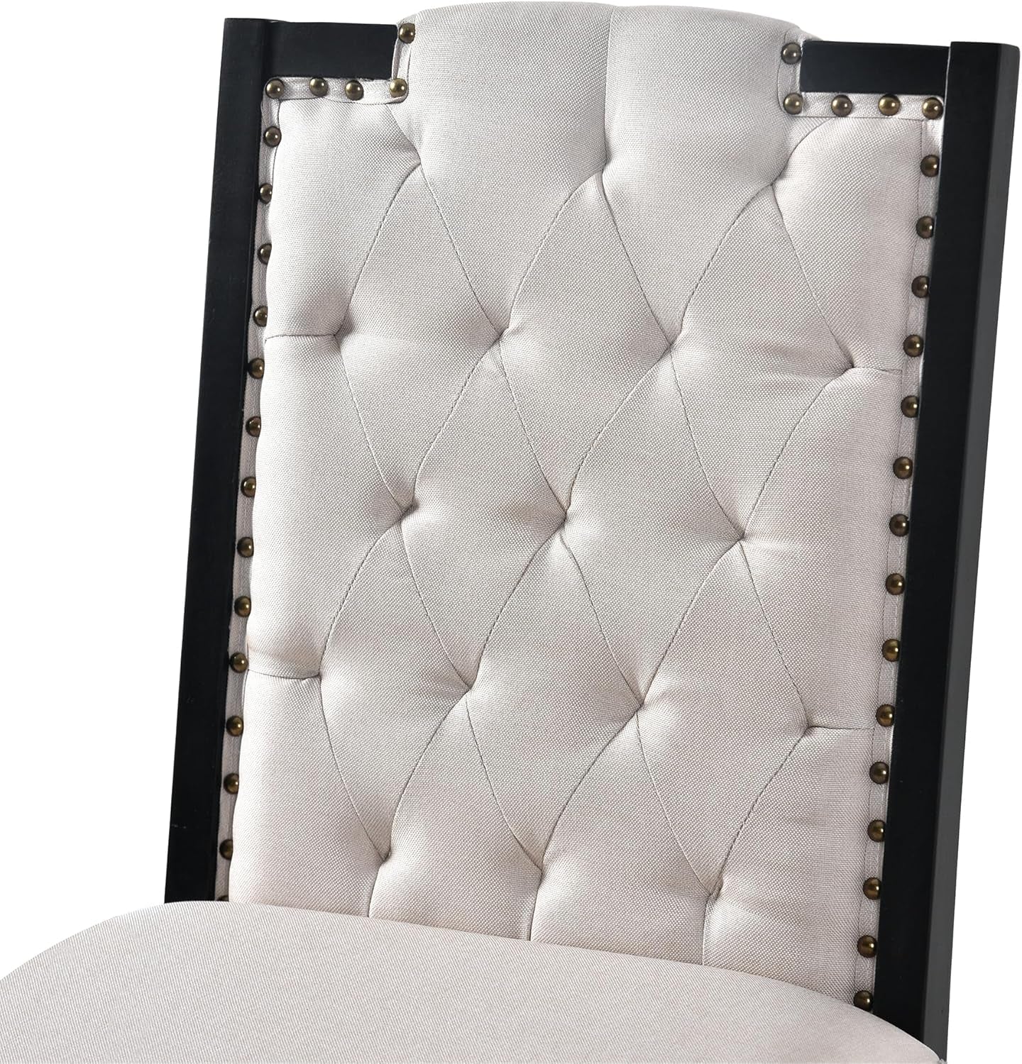 6-Piece Kitchen Dining Table Set, 60" Rectangular Table with 4 High-Back Tufted Upholstered Chairs & 1 Bench, Rubberwood Legs Modern Elegant Farmhouse for Kitchen Room, Black