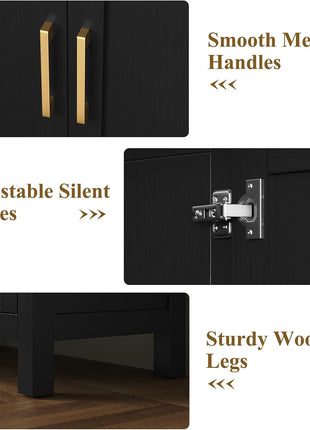 60" Modern Sideboard Buffet Cabinet with Adjustable Shelves, Versatile Storage Solution for Dining Room, Living Room, Kitchen, and Entryway