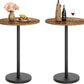 Bar Table, round Bar Table Set of 2, Counter Height Table, Pub Cocktail Table, Metal Frame, for Bistro, Dining Room, Living Room, Terrace, Rustic Brown and Black BT05L2BRY1