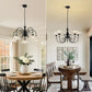 5-Light Chandeliers in Matte Black Finish with Crystal Glass Shades, Farmhouse Chandelier Light for Dining Room,Hallway,Kitchen