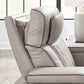 Boyington Contemporary Leather Match Power Reclining Sofa with USB Charging Ports, LED Lights and Adjustable Headrest, Light Gray