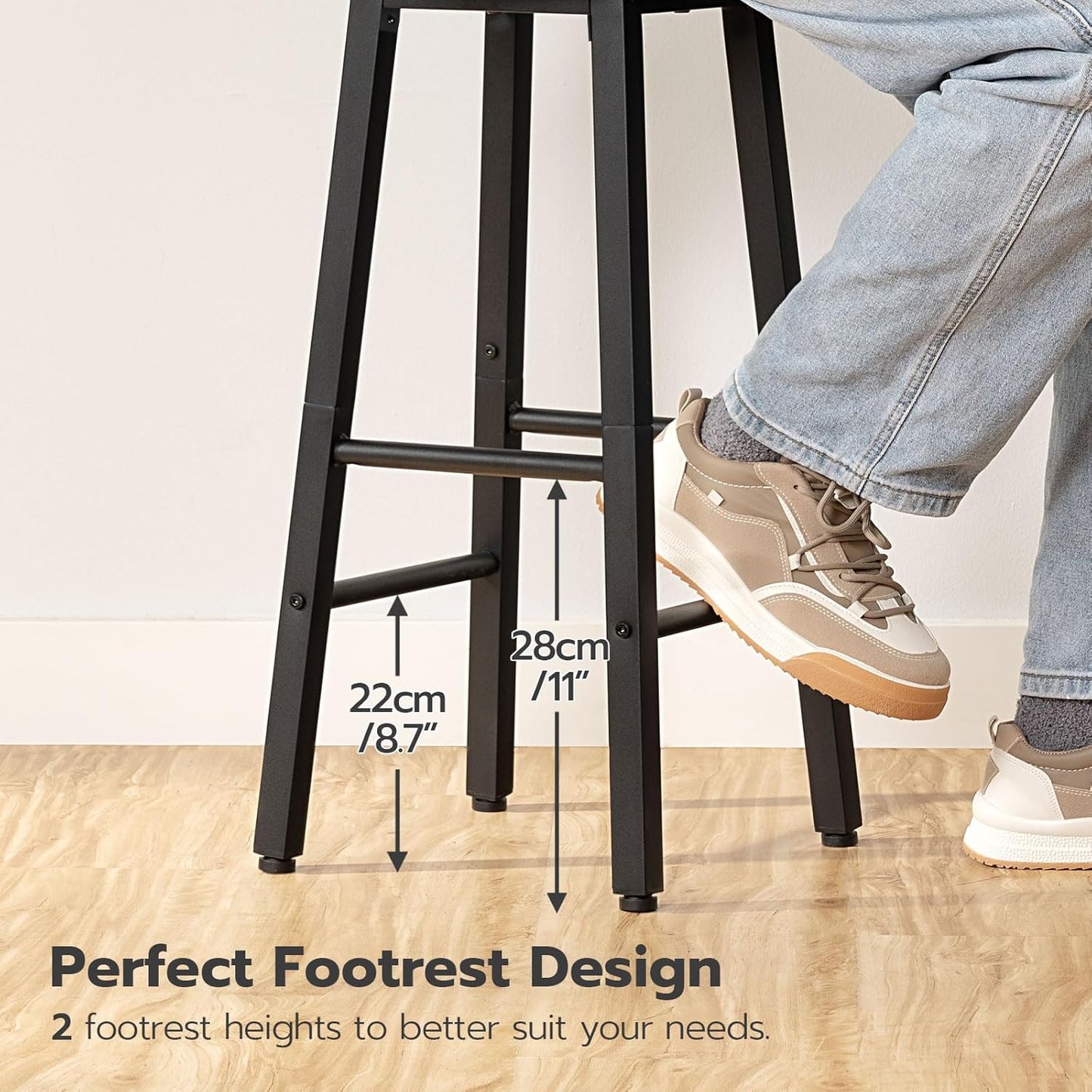 Bar Stools, Barstools Set of 2,Counter Height Barstools, 24.8" Bar Stools for Kitchen Island, Industrial Bar Chairs, for Dining Room, Kitchen, Bar, Rustic Brown and Black BF07BY01G1