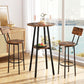 3 Pieces round Bar Height Table and Chairs Set, round Dining Table Set, Pub Table and Chairs for Small Space, 2 Tier Kitchen Table and Bar Stools with Back, Rustic Brown BF35BT01