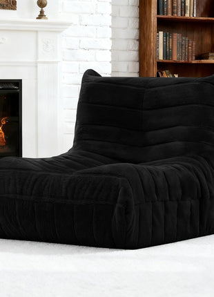 Oversized High-Density Foam Bean Bag Chair for Adults - Giant Sofa for Living Room and Bedroom in Black