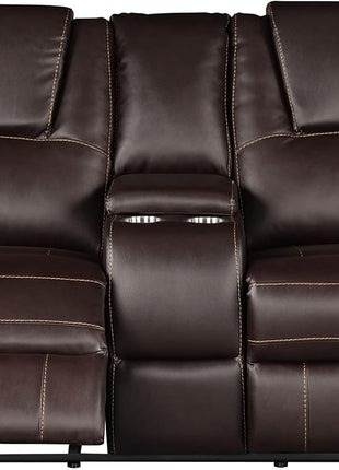 3-Piece Leather Recliner Sofa Set for Home or Office, Includes Sofa, Loveseat, and Chair, Brown