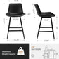 24 Inch Counter Stool, Modern Bucket Barstool Set of 3, Barstools with Back and Footrest, Faux Leather Bar Stools for Kitchen Island Restaurants, Black
