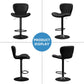 Bar Stools Set of 4 Modern Swivel Bar Chairs, Counter Height Faux Leather Metal Barstools, Upholstered Island Chairs with Back and Footrest, Black