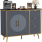47.3" Modern Buffet Cabinet with Storage, Kitchen Sideboard Buffet with 2 Door & 3 Drawers, Fluted Caffee Bar Storage Cabinet for Dining Room, Living Room, Entryway, Navy Blue
