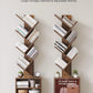 6 Tier Tree Bookshelf, Small Bookcase with Storage Cabinet, Modern Tall Narrow Bookshelves Organizer, Floor Standing Book Shelf for Bedroom/Living Room/Home Office/Corner, Rustic Brown