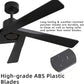 54" ABS DC Ceiling Fan No Light, 5 Blade ABS Plastic Ceiling Fan with Remote, 6-Speed Reversible DC Motor, Ceiling Fans without Light for Kitchen Bedroom Living Room, Matte Black