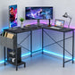 L Shaped Desk, 50 Inch Reversible Computer Desk Corner Gaming Table with CPU Stand & Storage Bag, Sturdy Metal Frame PC Workstation for Home Office